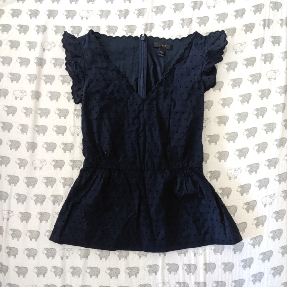J Crew Navy Peplum Blouse